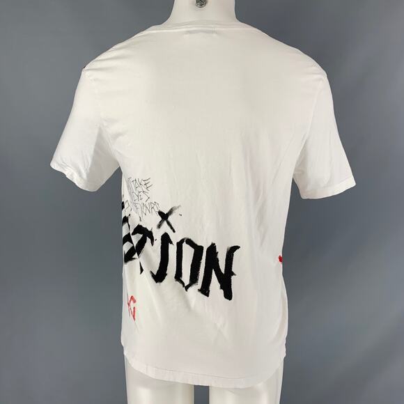 FAITH CONNEXION Size S White Black & Red Print Cotton Crew-Neck T-shirt - Picture 3 of 5